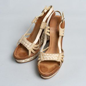 Bottega Veneta Wedges Silk & leather, Size 37 1/2